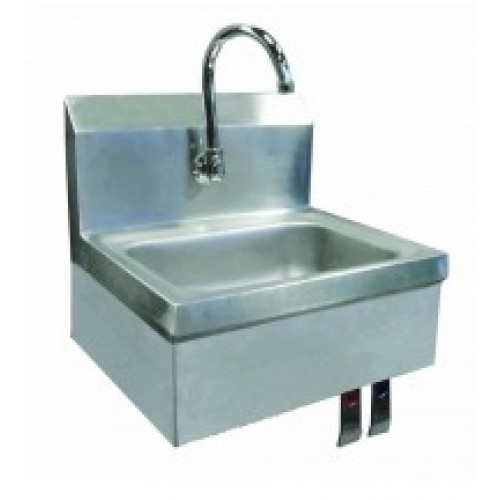 Wall Mount Sink with Double Knee Valve Faucet and Drain